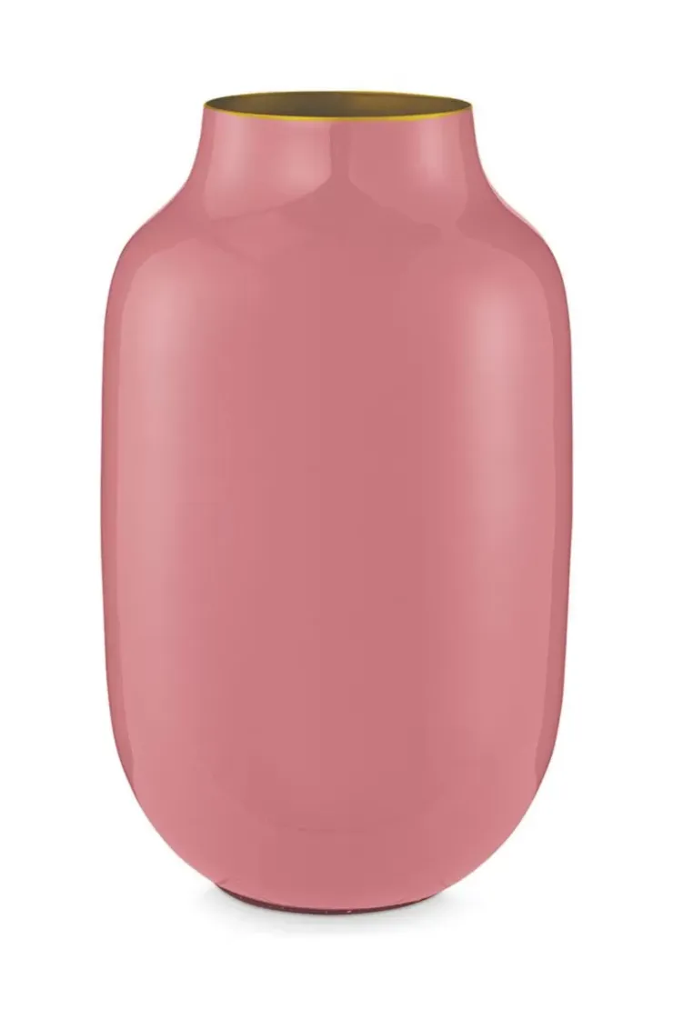 Pip Studio Ovale Vaas Metaal Oud 30 Cm Roze Clearance