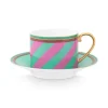 Pip Studio Pip Chique Stripes Cappuccino Kop & Schotel Roze/Groen Clearance