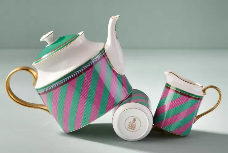 Pip Studio Pip Chique Stripes Kan Klein Roze/Groen Outlet