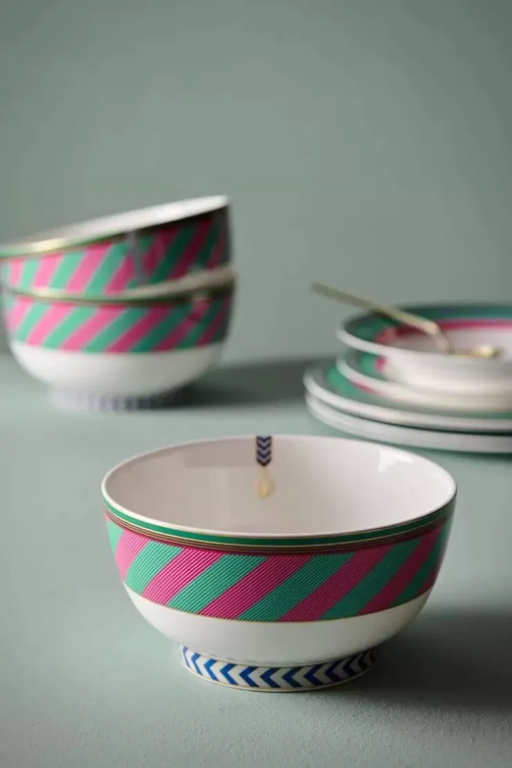 Pip Studio Pip Chique Stripes Kom Roze/Groen 18Cm Online