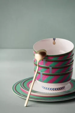 Pip Studio Pip Chique Stripes Kom Roze/Groen 15.5Cm Clearance
