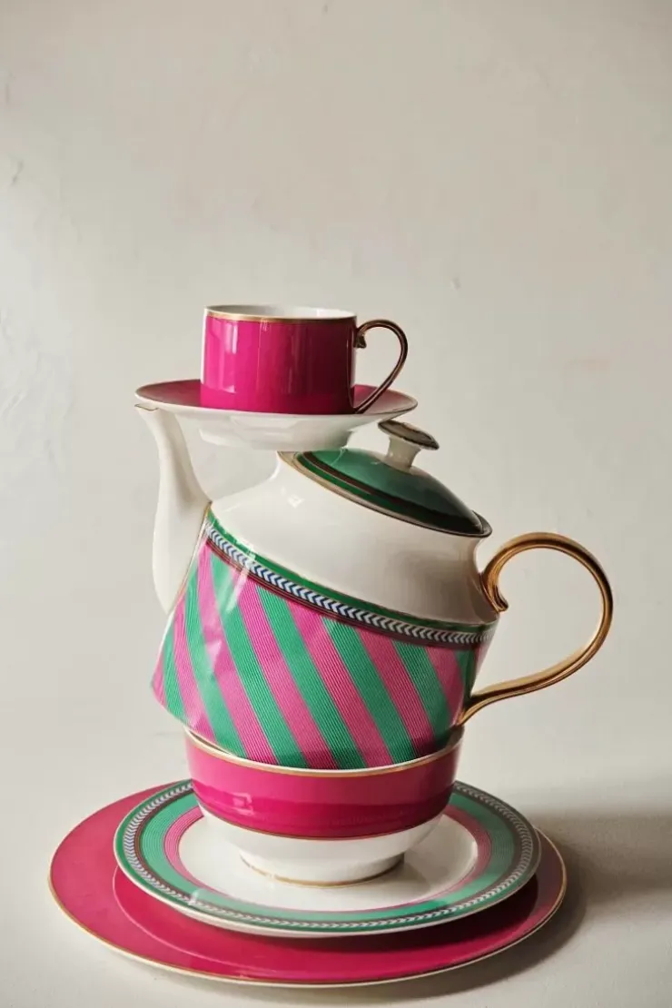 Pip Studio Pip Chique Stripes Ontbijtbord Roze/Groen 23Cm Online