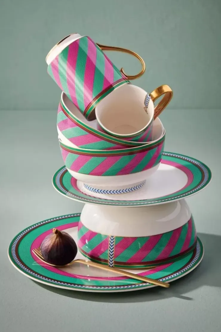 Pip Studio Pip Chique Stripes Ontbijtbord Roze/Groen 23Cm Online