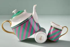 Pip Studio Pip Chique Stripes Theepot Groot Roze/Groen New