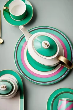 Pip Studio Pip Chique Stripes Theepot Groot Roze/Groen New