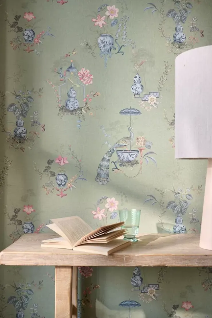 Pip Studio Chinese Porcelain Vinylbehang Licht Groen Clearance