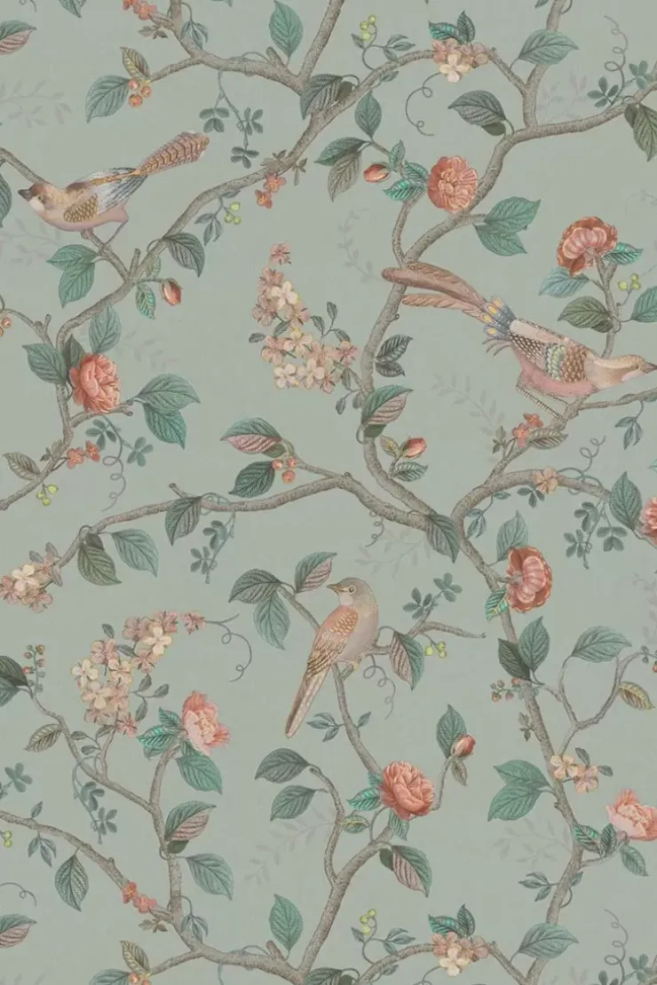 Pip Studio Good Nightingale Vliesbehang Licht Blauw/ Grijs Outlet