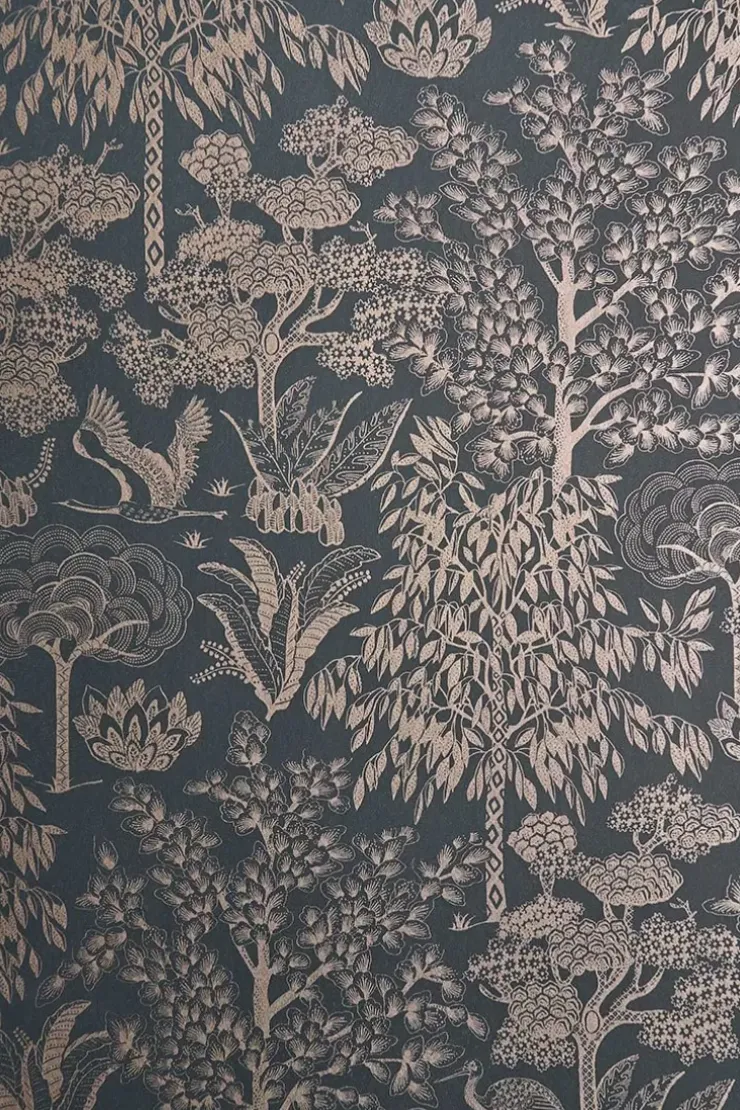 Pip Studio Origami Tree Vliesbehang Donker /Rose Goud Blauw Sale