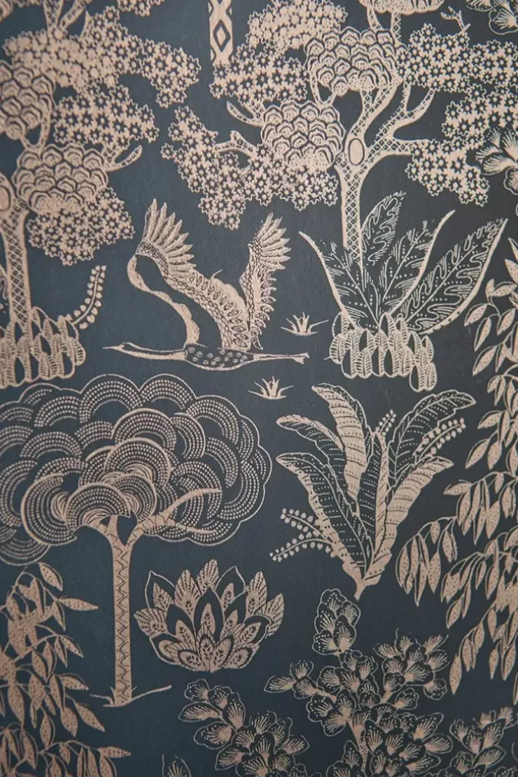 Pip Studio Origami Tree Vliesbehang Donker /Rose Goud Blauw Sale