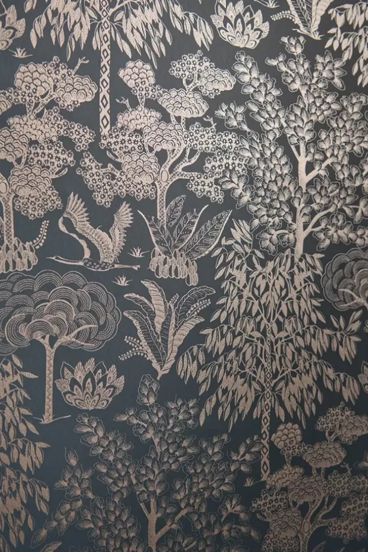 Pip Studio Origami Tree Vliesbehang Donker /Rose Goud Blauw Sale