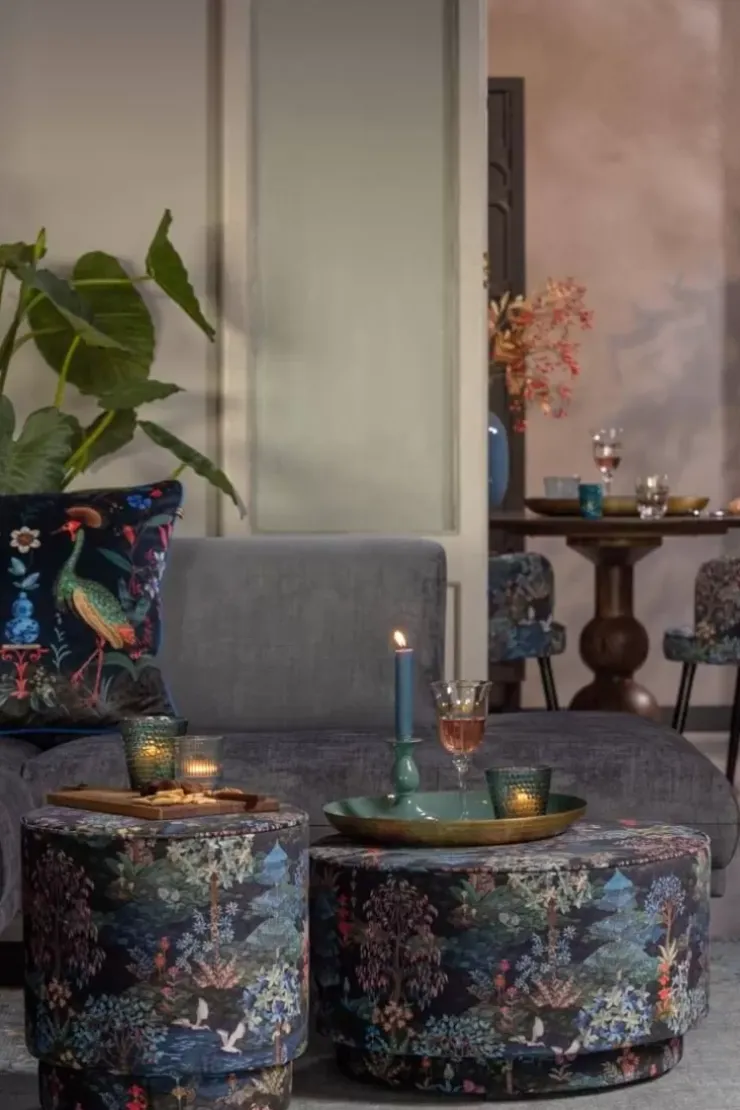 Pip Studio Poef Large Pip Garden Donkerblauw New