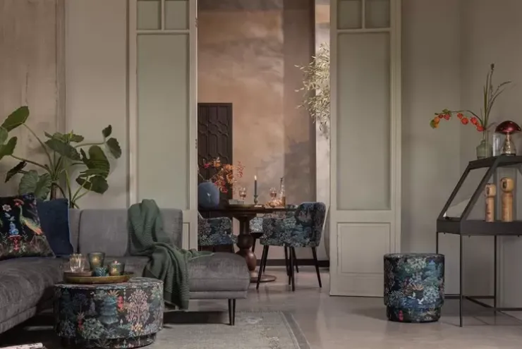 Pip Studio Poef Large Pip Garden Donkerblauw New