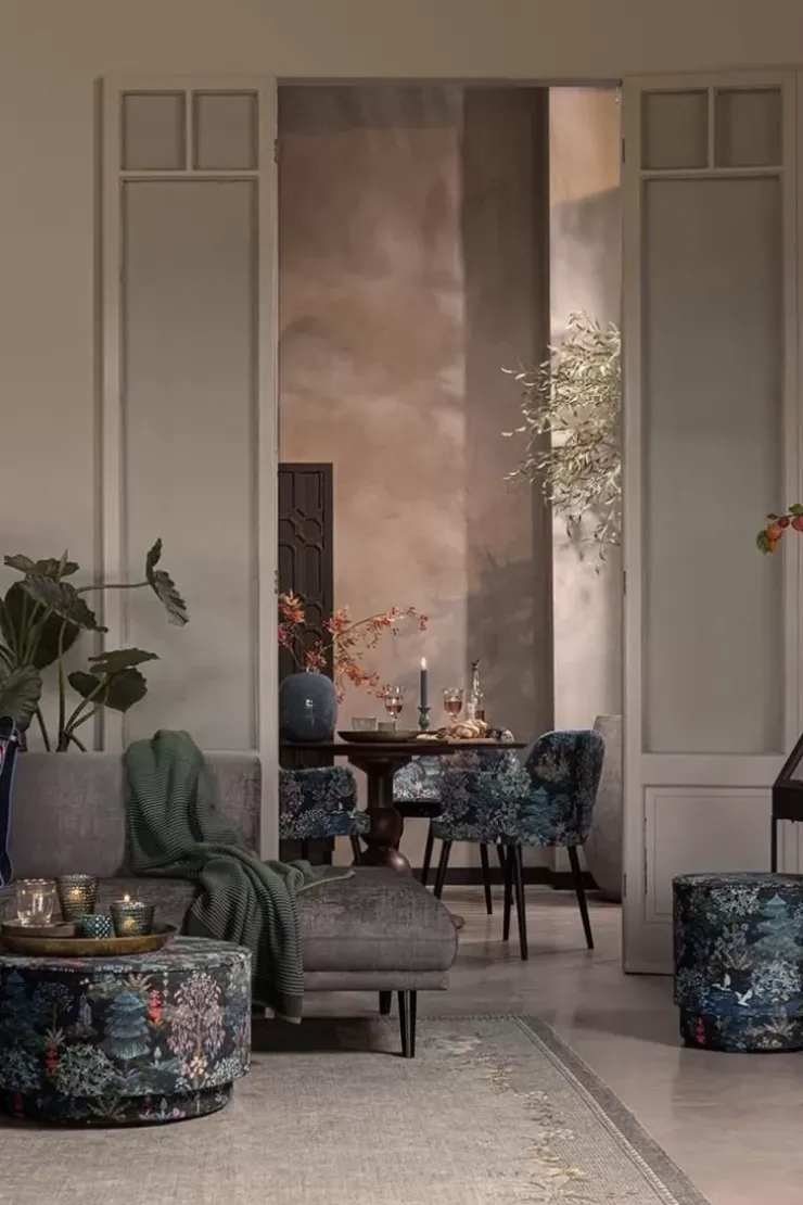 Pip Studio Poef Large Pip Garden Donkerblauw New