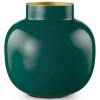 Pip Studio Ronde Vaas Metaal Donker 25 Cm Groen Clearance