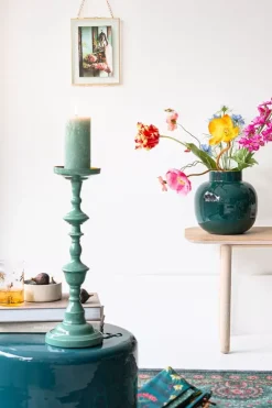 Pip Studio Ronde Vaas Metaal Donker 25 Cm Groen Clearance