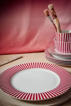 Pip Studio Royal Stripes Dinerbord Donker 26.5Cm Roze Hot