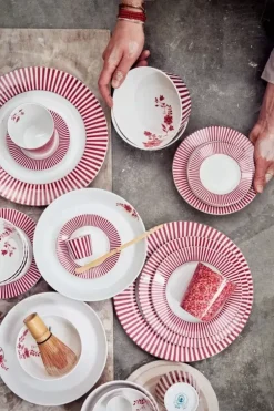 Pip Studio Royal Stripes Dinerbord Donker 26.5Cm Roze Hot