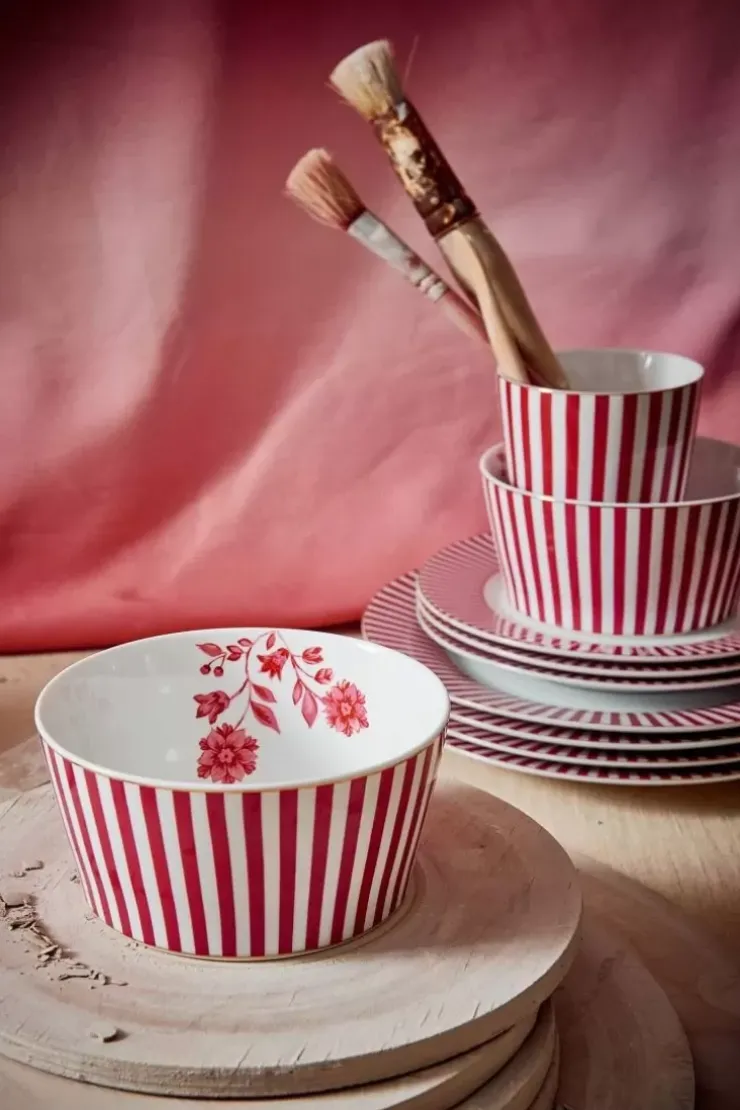 Pip Studio Royal Stripes Kom Donker 12Cm Roze Sale