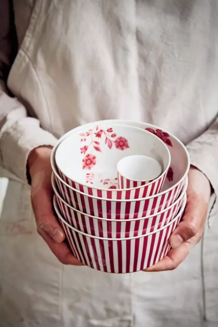 Pip Studio Royal Stripes Kom Donker 12Cm Roze Sale