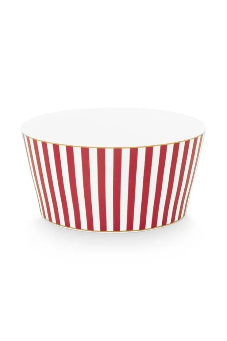 Pip Studio Royal Stripes Kom Donker 12Cm Roze Sale