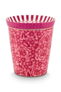 Pip Studio Royal Stripes Mok Bloemen & Theetip Donker Roze Discount