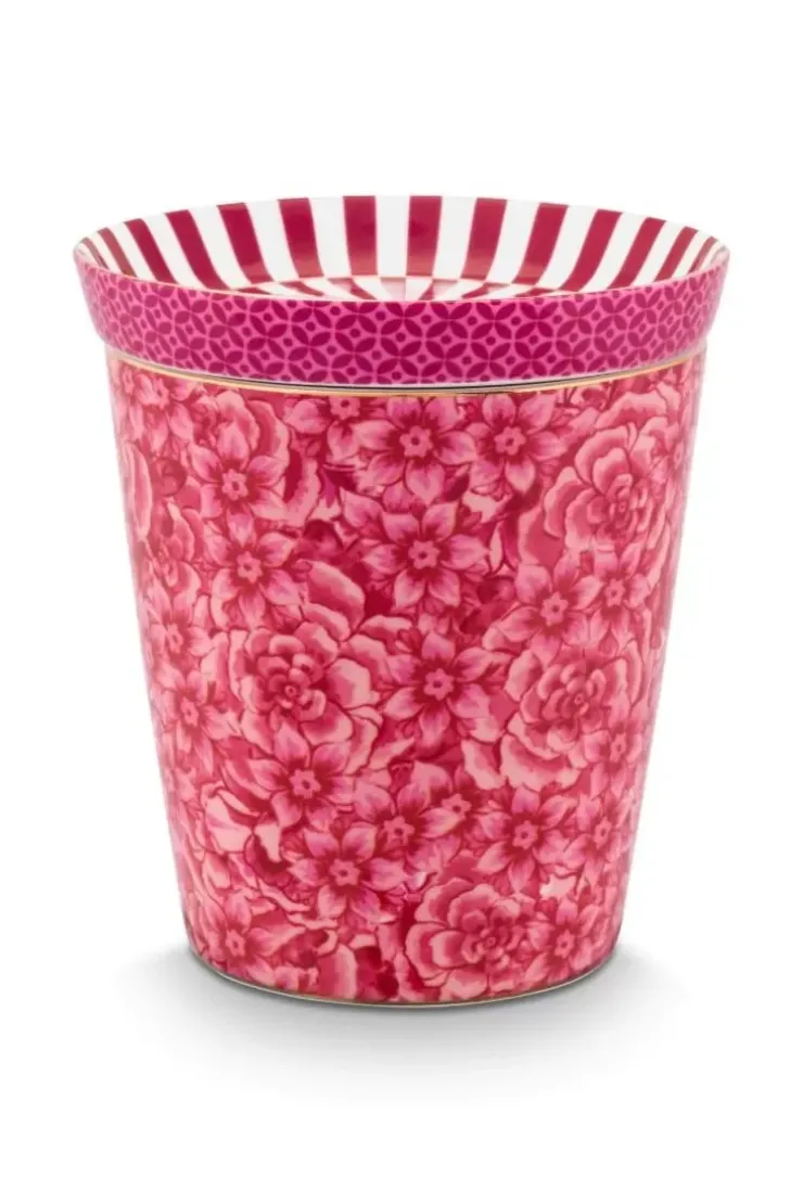 Pip Studio Royal Stripes Mok Bloemen & Theetip Donker Roze Discount