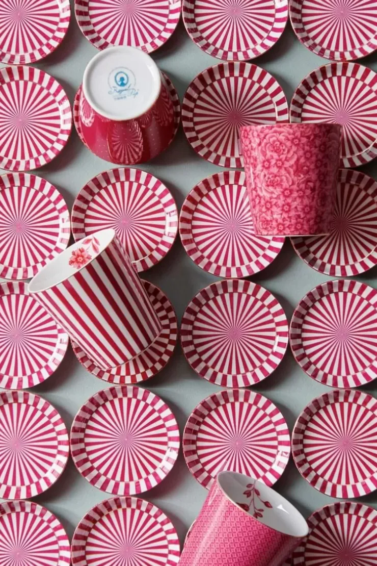 Pip Studio Royal Stripes Mok Bloemen & Theetip Donker Roze Discount