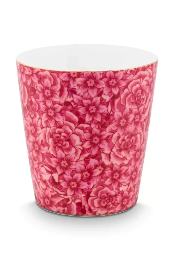 Pip Studio Royal Stripes Mok Bloemen & Theetip Donker Roze Discount