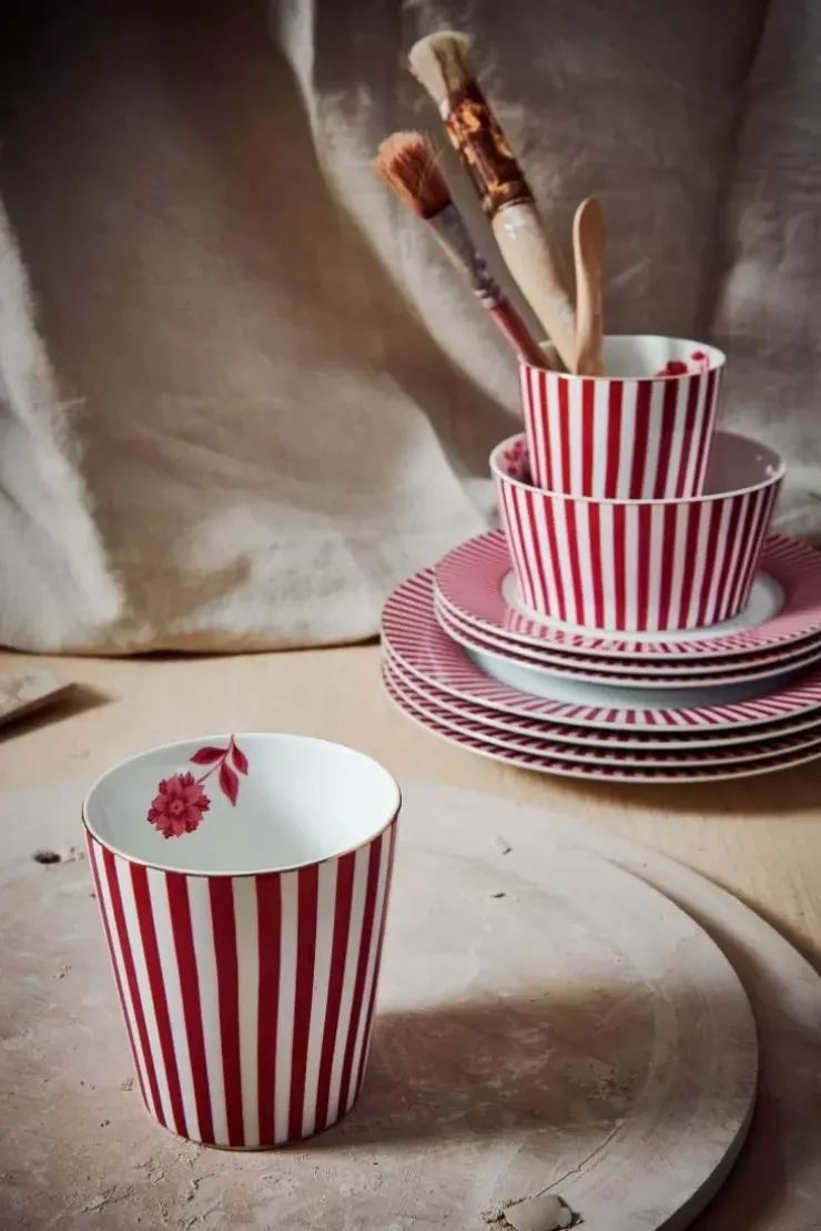 Pip Studio Royal Stripes Mok Donker Roze Best