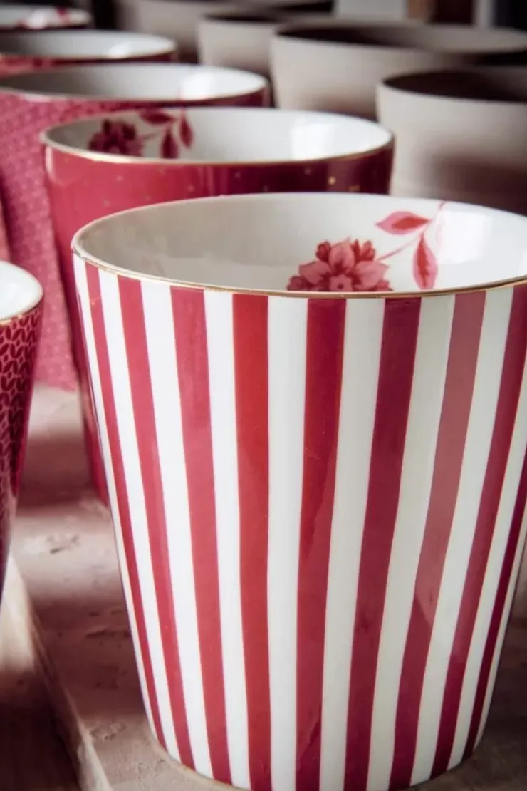 Pip Studio Royal Stripes Mok Donker Roze Best