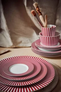 Pip Studio Royal Stripes Ontbijtbord Donker 21Cm Roze Sale