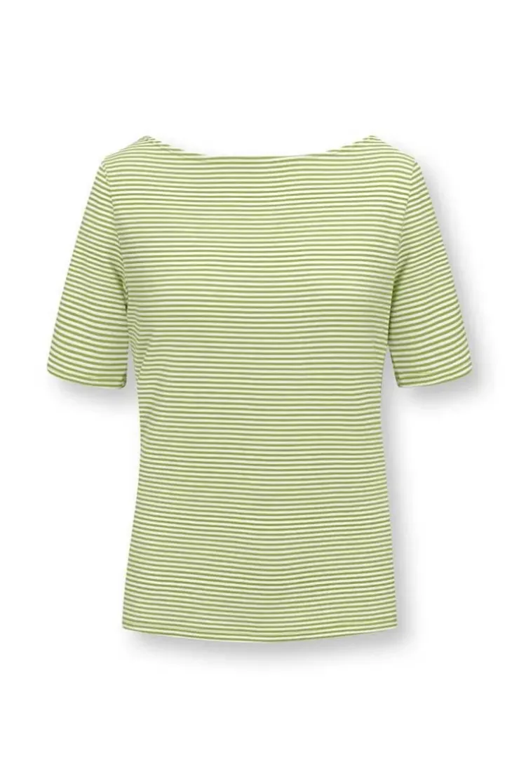 Pip Studio Top Korte Mouw Little Sumo Stripe Fel Groen Outlet