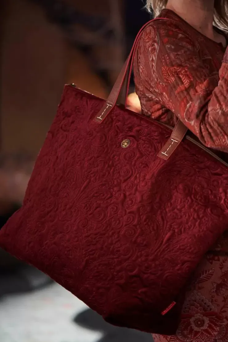 Pip Studio Tote Bag Velvet Quiltey Days Rood Best