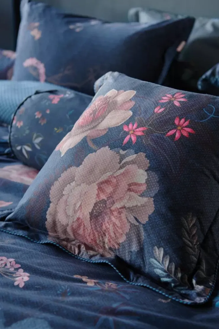 Pip Studio Vierkant Sierkussen Tokyo Bouquet Donker Blauw Clearance