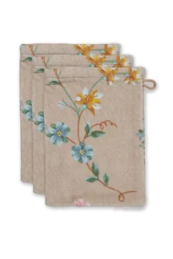 Pip Studio Washandje Set/3 Les Fleurs 16X22 Cm Khaki Online