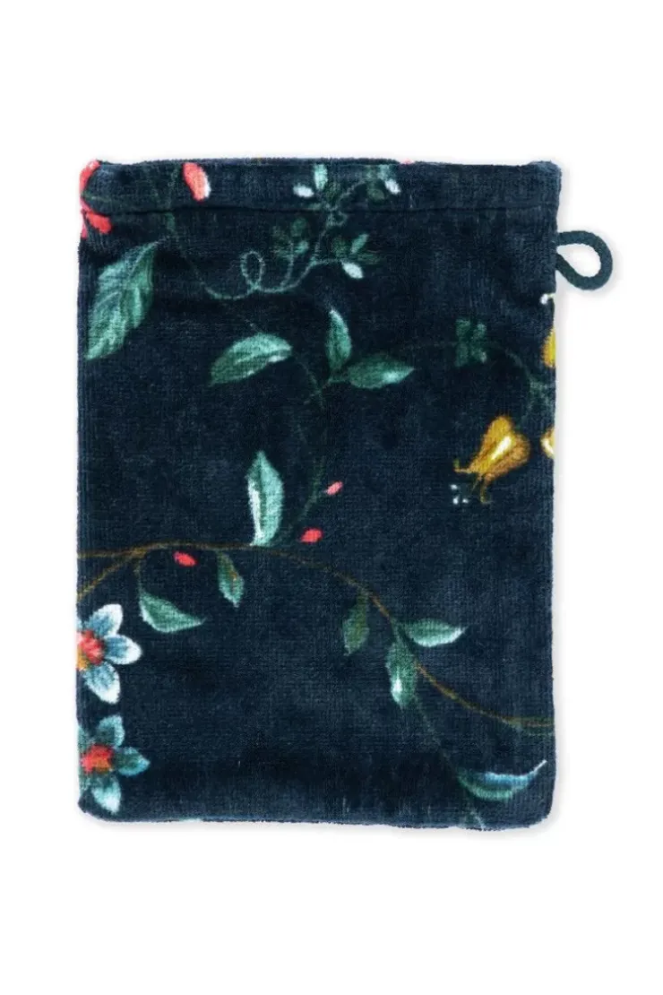 Pip Studio Washandje Set/3 Les Fleurs Donker 16X22 Cm Blauw