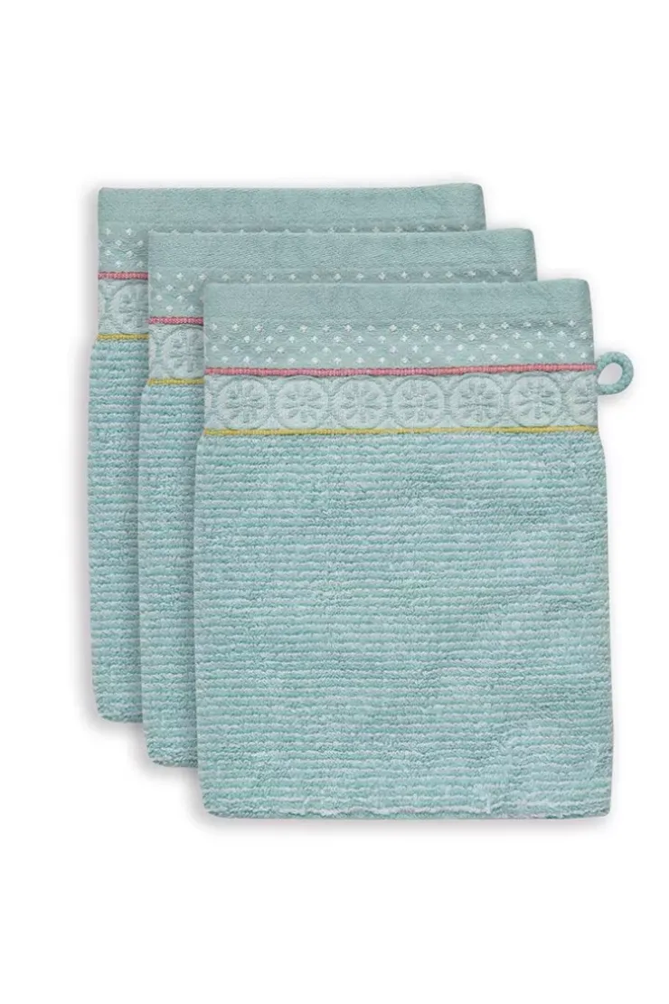 Pip Studio Washandje Set/3 Soft Zellige Blue 16X22 Cm Blauw Clearance